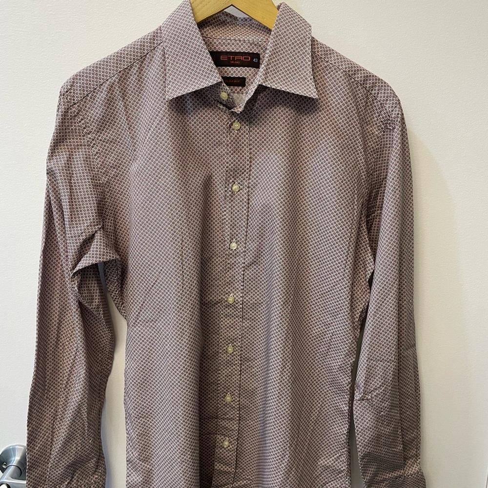 Etro Men's Patterned Shirt - black and red pattern Size 43 Slim Fit
